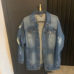 90. Noisy May/Aritzia long distressed denim jacket